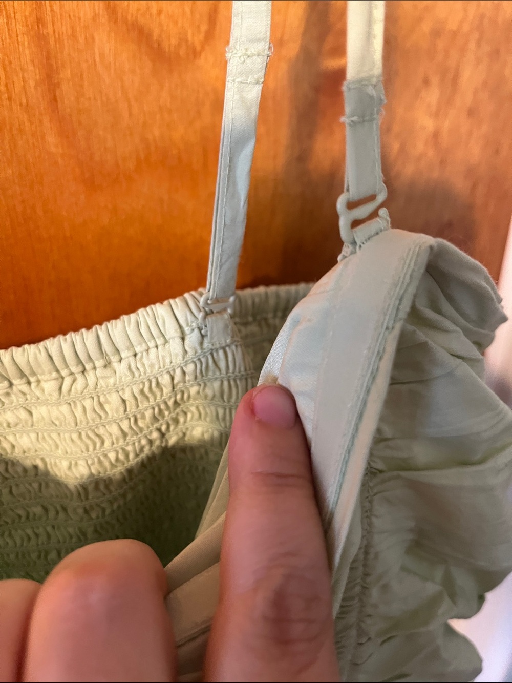American Eagle Outfitters Light Sage Ruched Spaghetti-Strap Maxi Dress - Picture 9 of 9